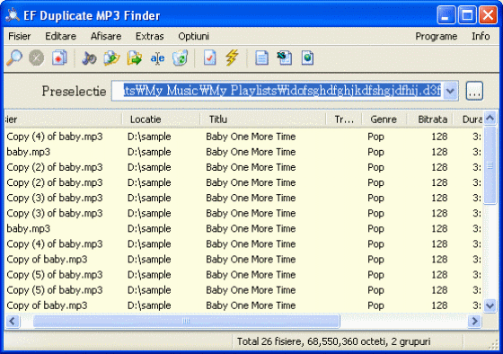 The Screenshot of WMA deplicate file remover