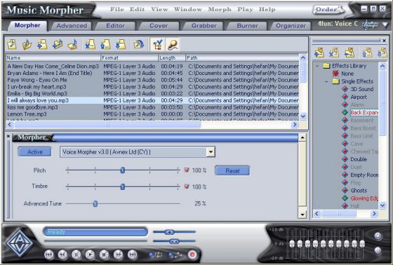 Screenshot of AV Music Morpher Gold