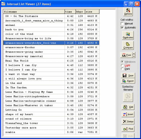 internal list viewer