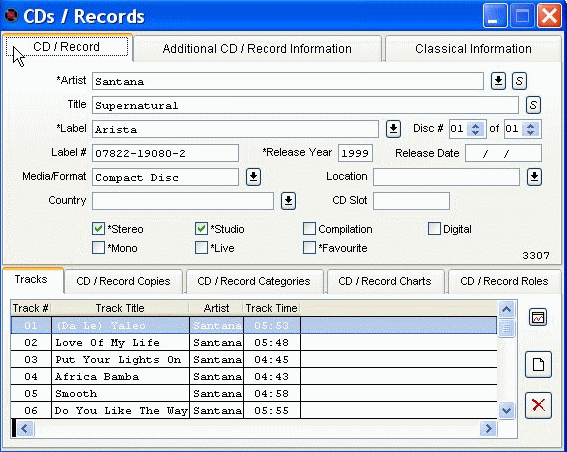 CDs/Records window