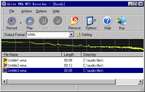 Start recording use Alive WMA MP3 Recorder