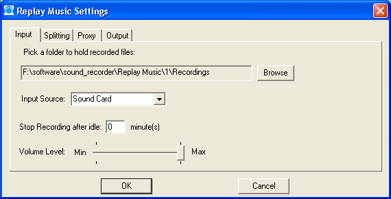 the settings screen of sound recorder software