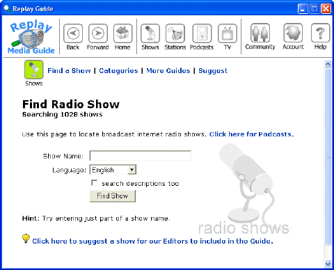 screenshot of finding radio racording