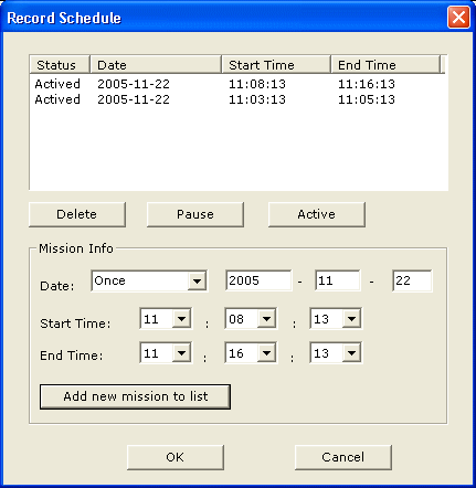 recording schedule in sound recorder