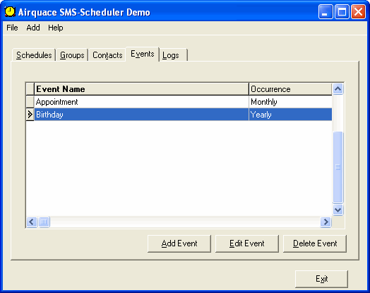 Airquace SMS-Scheduler