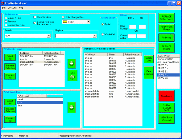 Main window - FindReplaceExcel