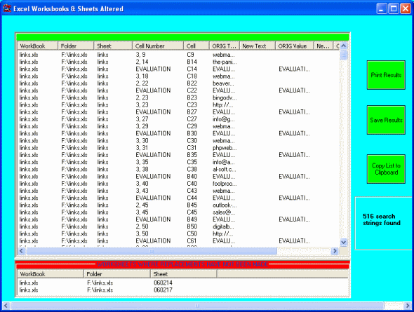 Result page - FindReplaceExcel