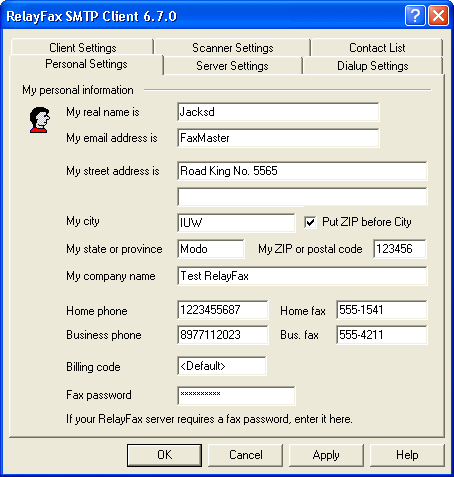 The Screenshot of RelayFax Server