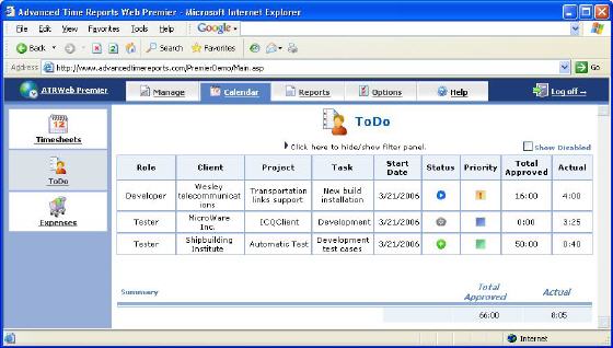 Advanced Time Reports Web Premier