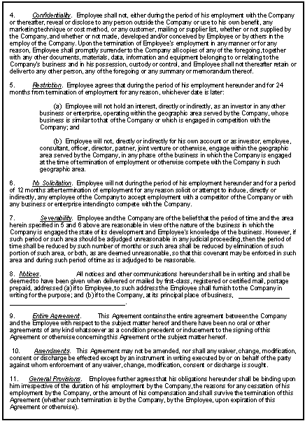 Confidentiality Agreement from Employment Contract