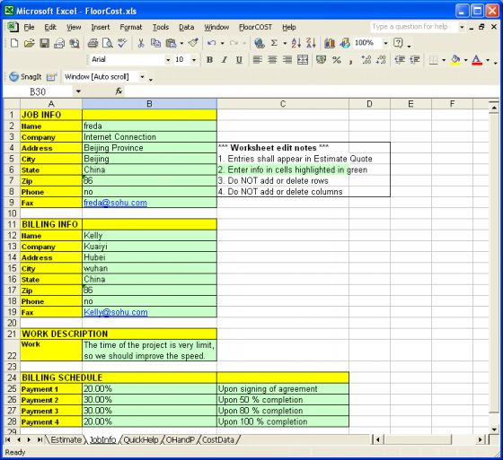 FloorCOST Estimator for Excel