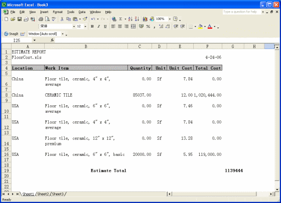 FloorCOST Estimator for Excel