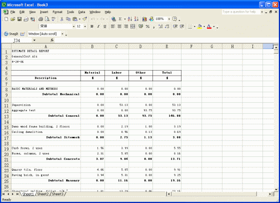 GeneralCOST Estimator for Excel