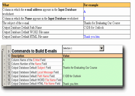 Create a Excel Output Database