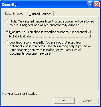 Screenshot - Set the security level to Medium