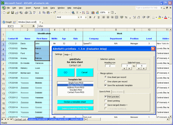 printData for Excel