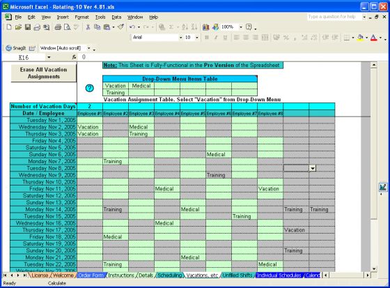 Rotating-10 Excel Shift Scheduler