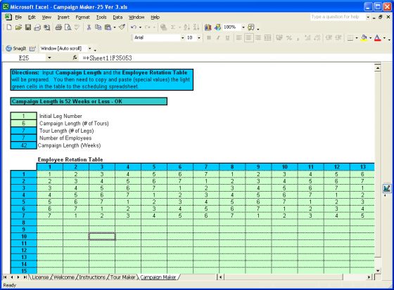 Rotating-25 Excel Shift Scheduler