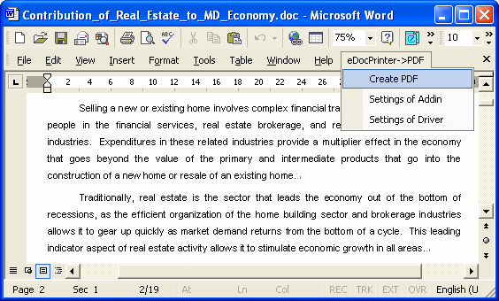 Word-Addin - eDocPrinter PDF Pro
