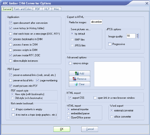 Options - ABC Amber CHM Converter