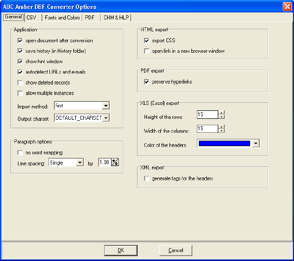 ABC Amber Clarion DBF Options