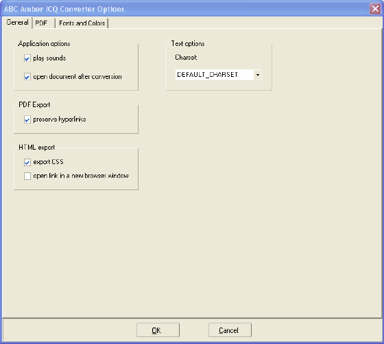 ABC Amber ICQ Converter Options