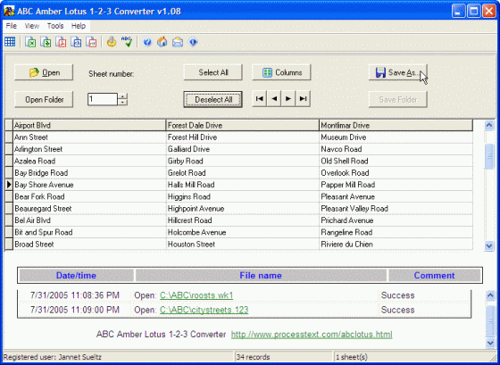 The Screenshot of ABC Amber Lotus 1-2-3 Converter