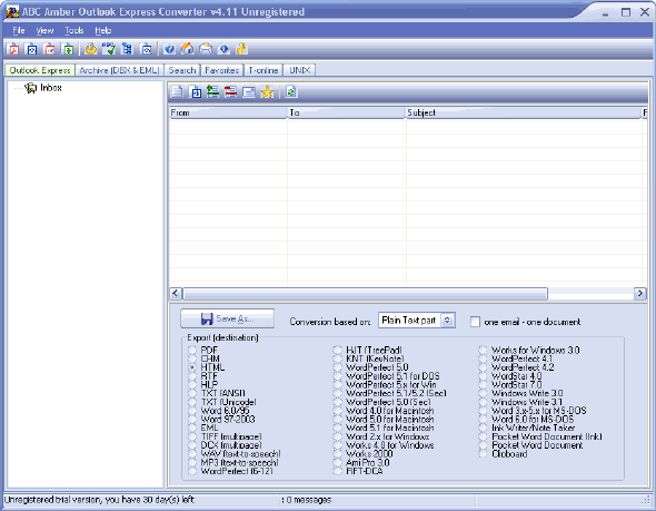Main Window of ABC Amber Outlook Express Converter