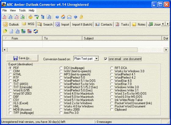 The Screenshot of ABC Amber Outlook Converter