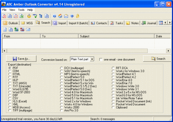 The Screenshot of ABC Amber Outlook Converter