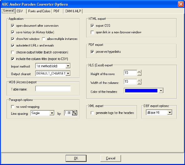 ABC Amber Paradox Converter Options