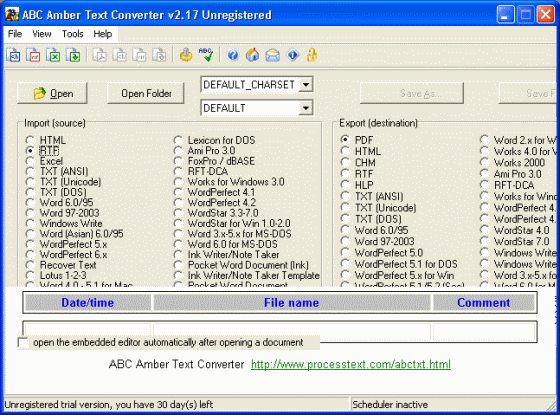 ABC Amber Text Converter main window