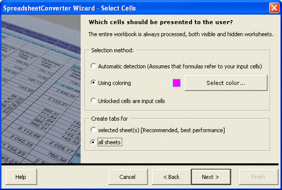 Screenshot of SpreadsheetConverter to ASP ASP.NET