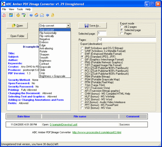 The Screenshot of ABC Amber PDF2Image Converter