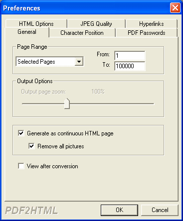 The Screenshot of PDF2HTML