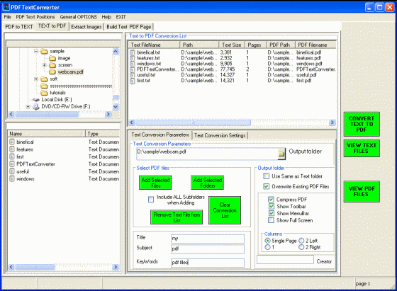 The Screenshot of PDF Text Converter