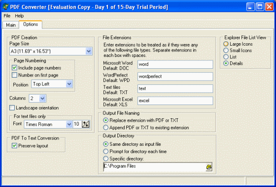 The Screenshot of PDF Converter