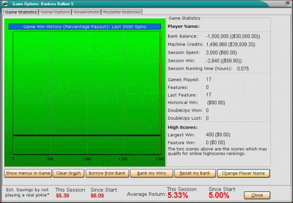screenshot of Bankers Bullion - Option