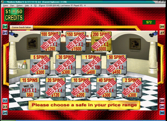 screenshot of Bankers Bullion - Choose