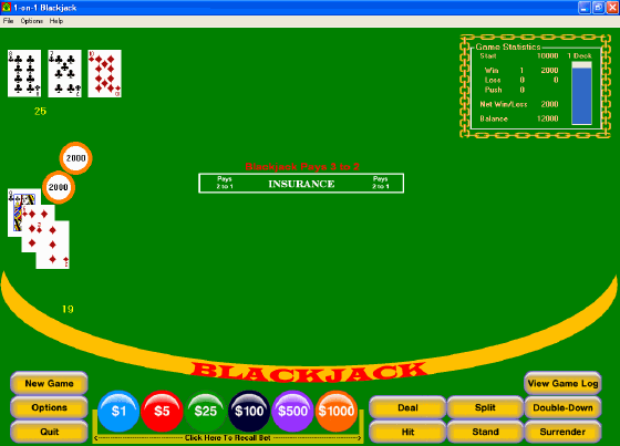 The Screenshot of 1-on-1 BlackJack