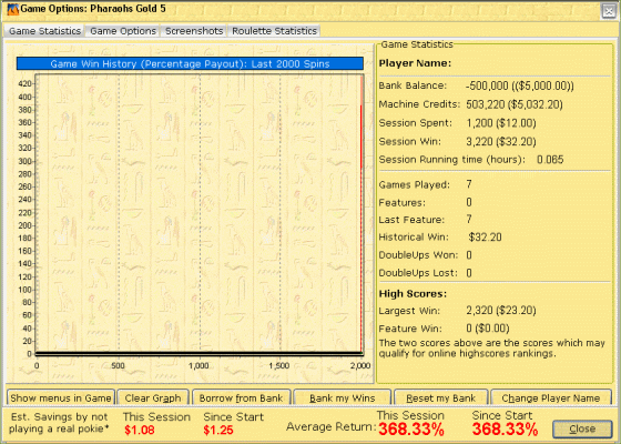 Screenshots of Pharaohs Gold - Options