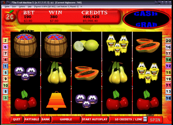 Screenshots of The Fruit Machine - Main window