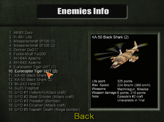 enemies information