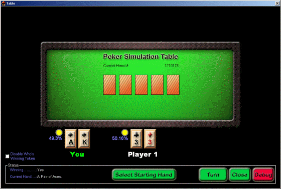 a particular selected situation - Poker Simulator