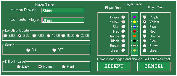 Option screen