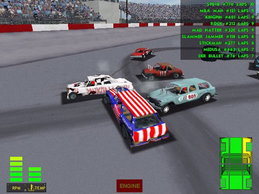 Screenshots of playing Demolition Derby & Figure 8 Race