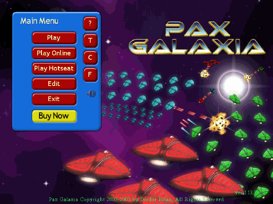 main menu of Pax Galaxia