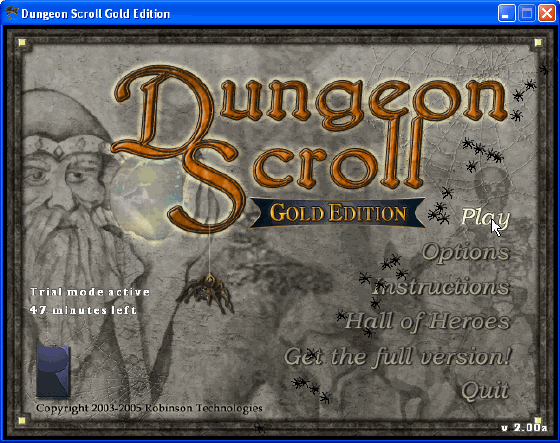 choose to play Dungeon Scroll or change option