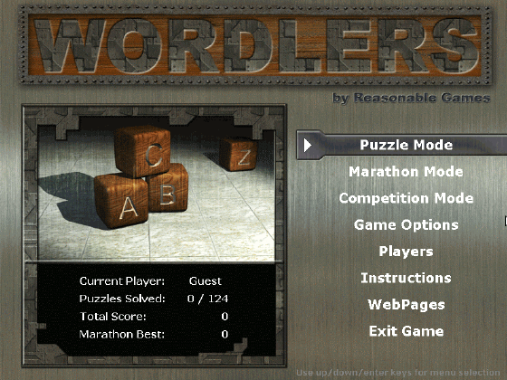 main interface of Wordlers