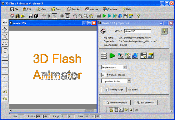 The Screenshot of 3D Flash Animator